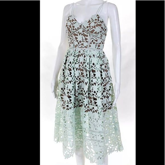 SOLD!!! NWT Self Portrait  Womens Azaelea Applique Dress Mint Green - Size US 4 - Picture 3 of 10